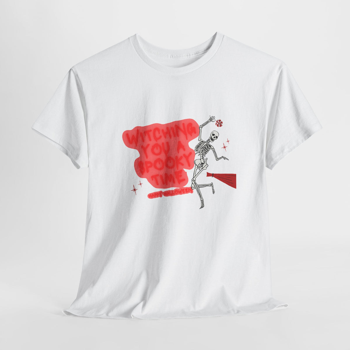 Skeleton 'Witching You a Spooky Time' Halloween T-Shirt