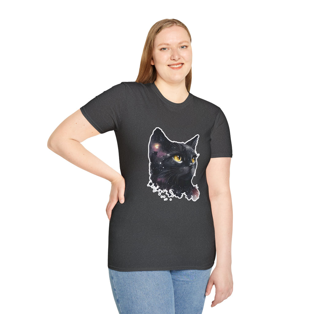 Galaxy Black Cat T-Shirt — Cosmic Cat Portrait Tee
