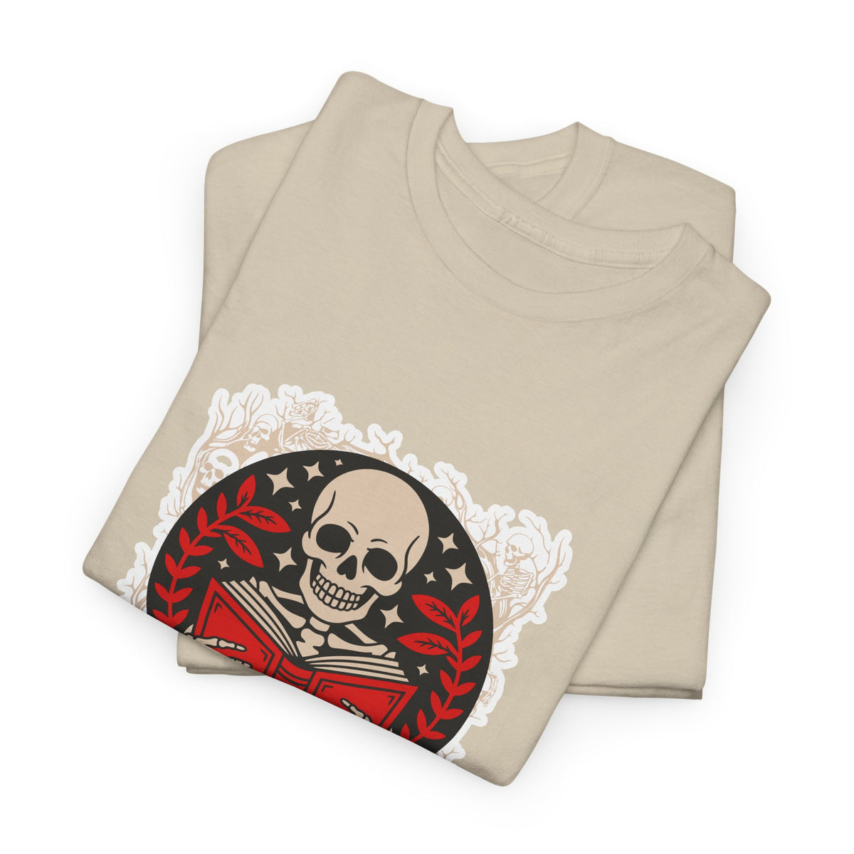 Spooky Halloween Skull Tee — Vintage Skeleton Reading Book Halloween T-Shirt
