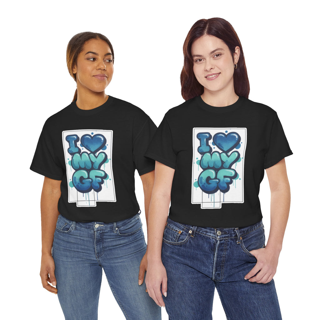 I LOVE My GF T-Shirt — Cute Blue Graffiti Love Tee for Girlfriend Gifts