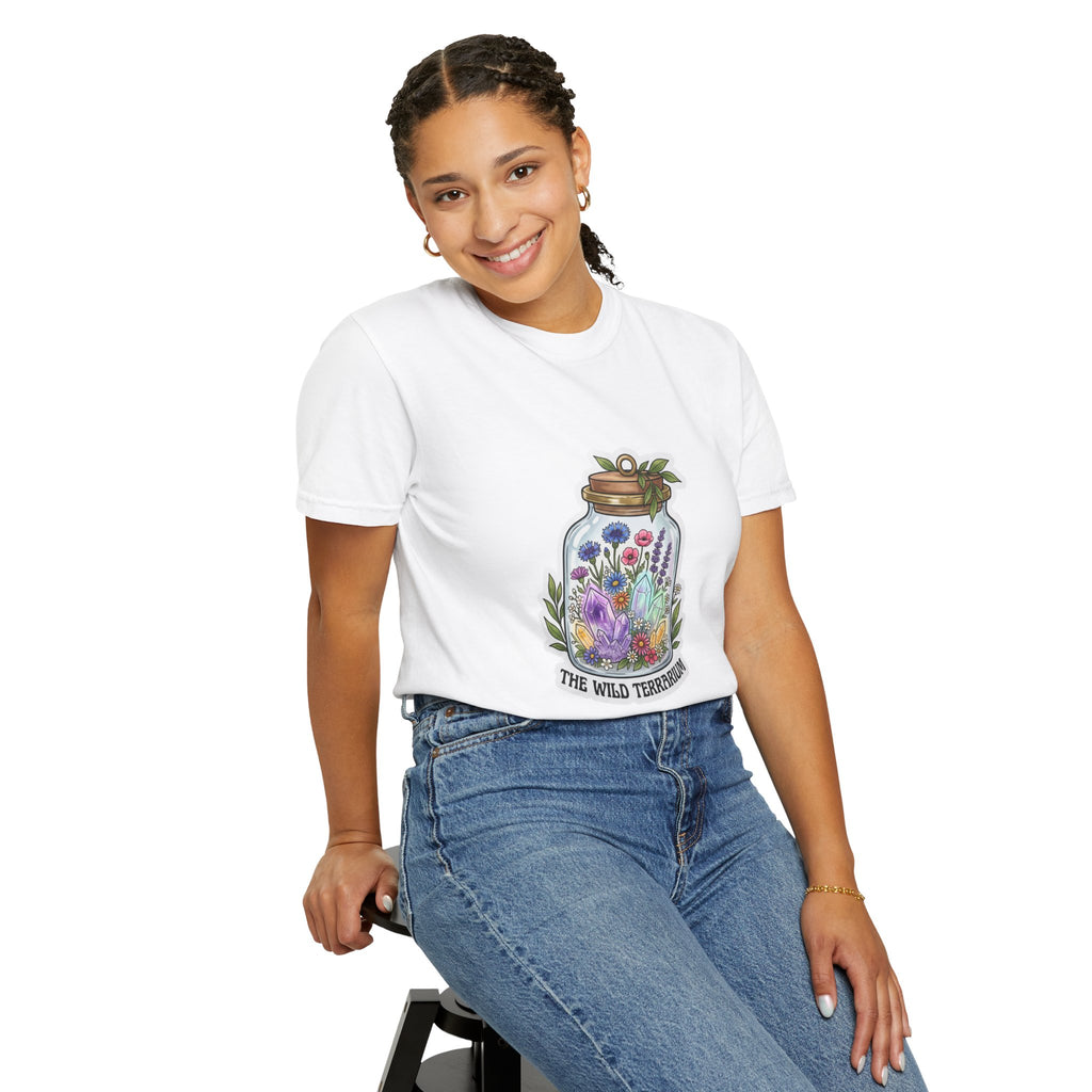 Terrarium Floral T-Shirt — "The Wild Terrarium" Botanical Jar Tee