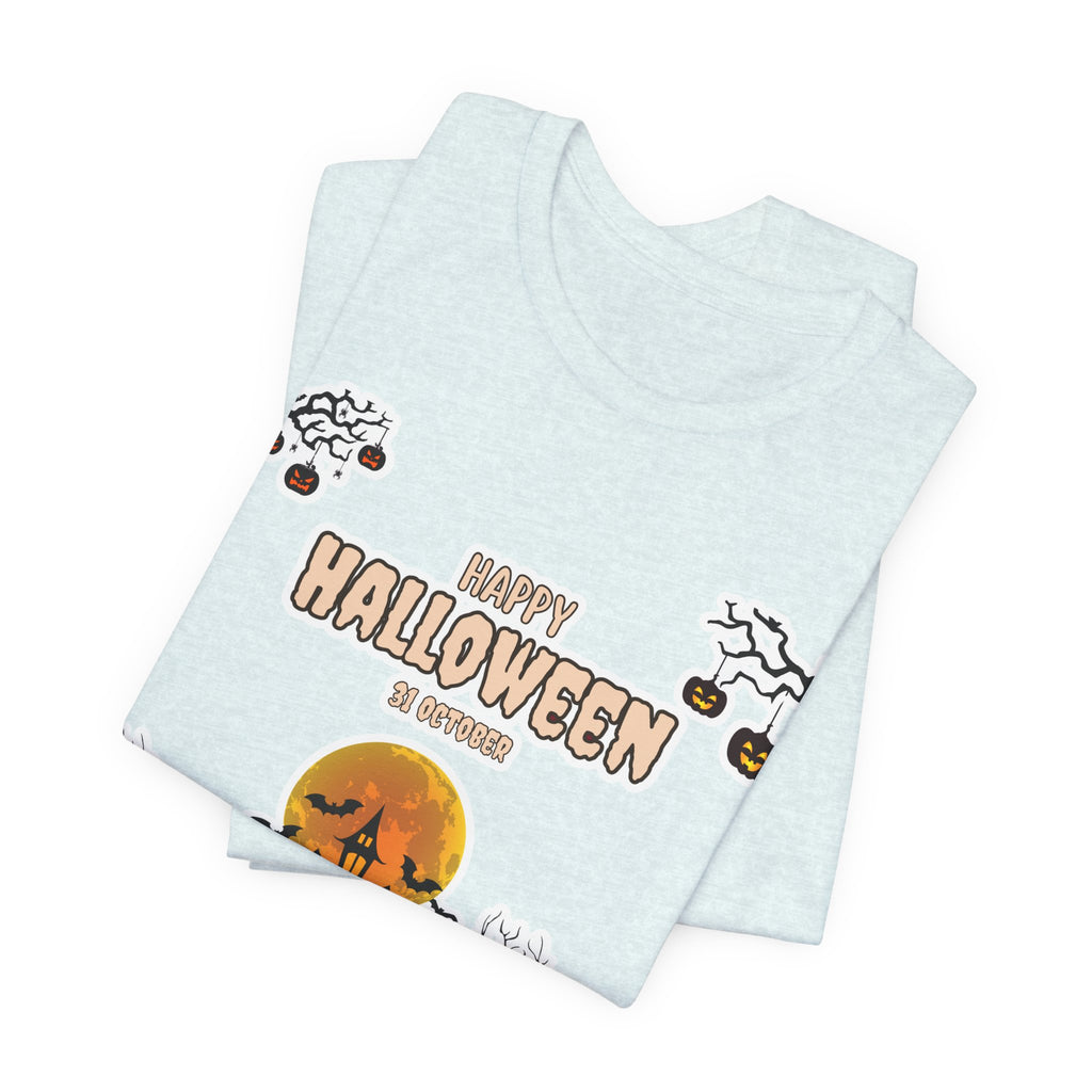 Halloween Haunted House T-Shirt — "Happy Halloween" Pumpkin Spooky Tee