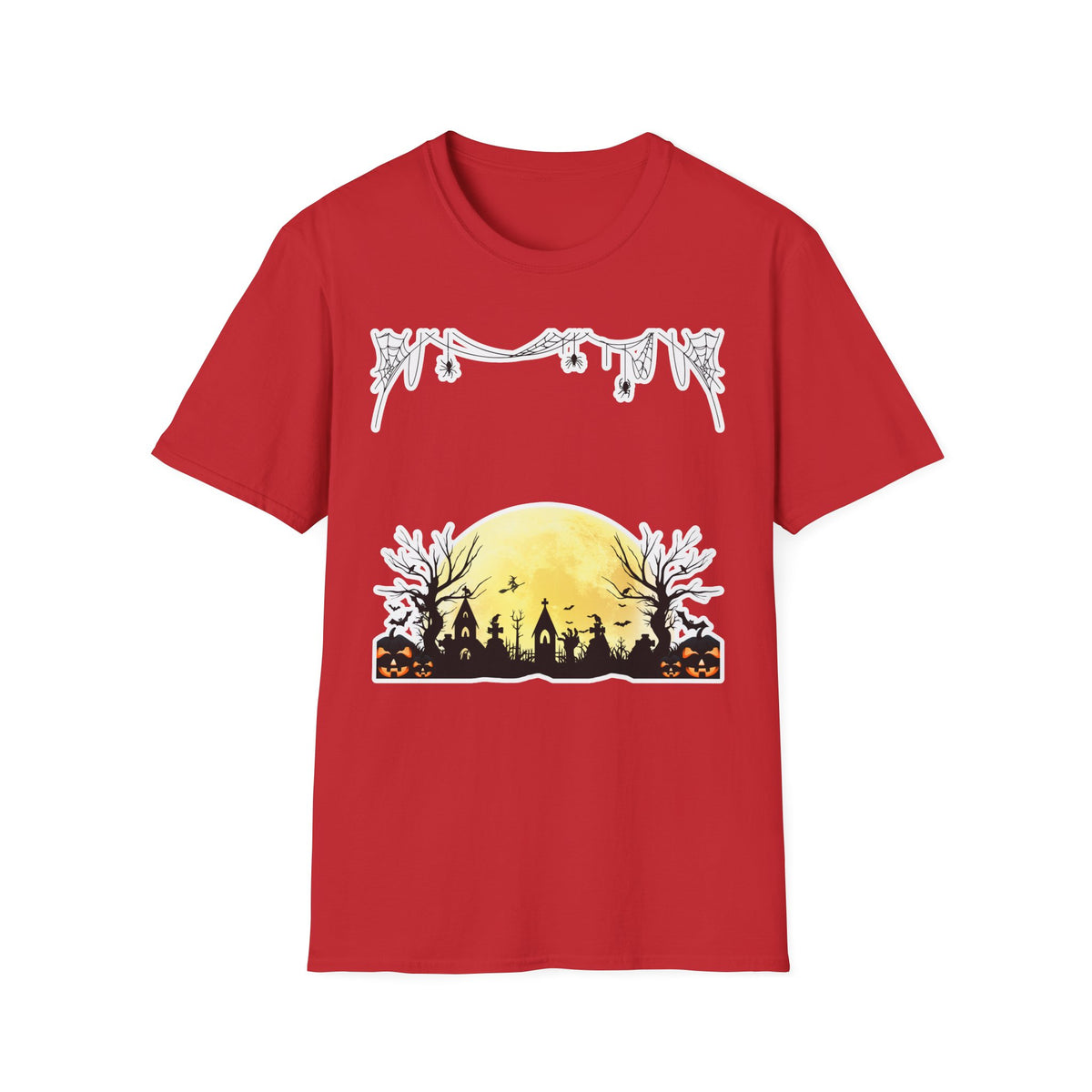 Halloween Moon Silhouette T-Shirt — Spooky Graveyard Pumpkin Scene