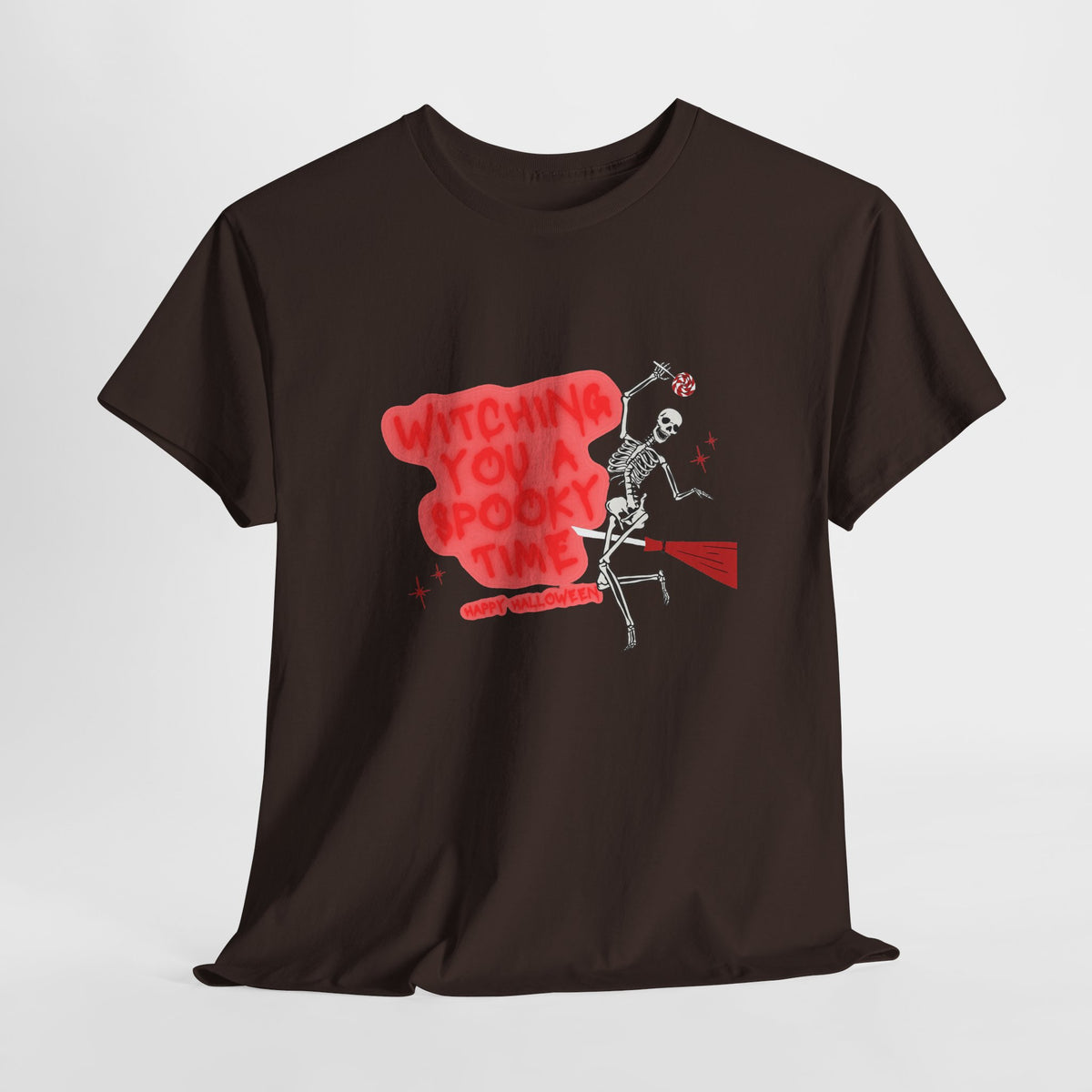 Skeleton 'Witching You a Spooky Time' Halloween T-Shirt
