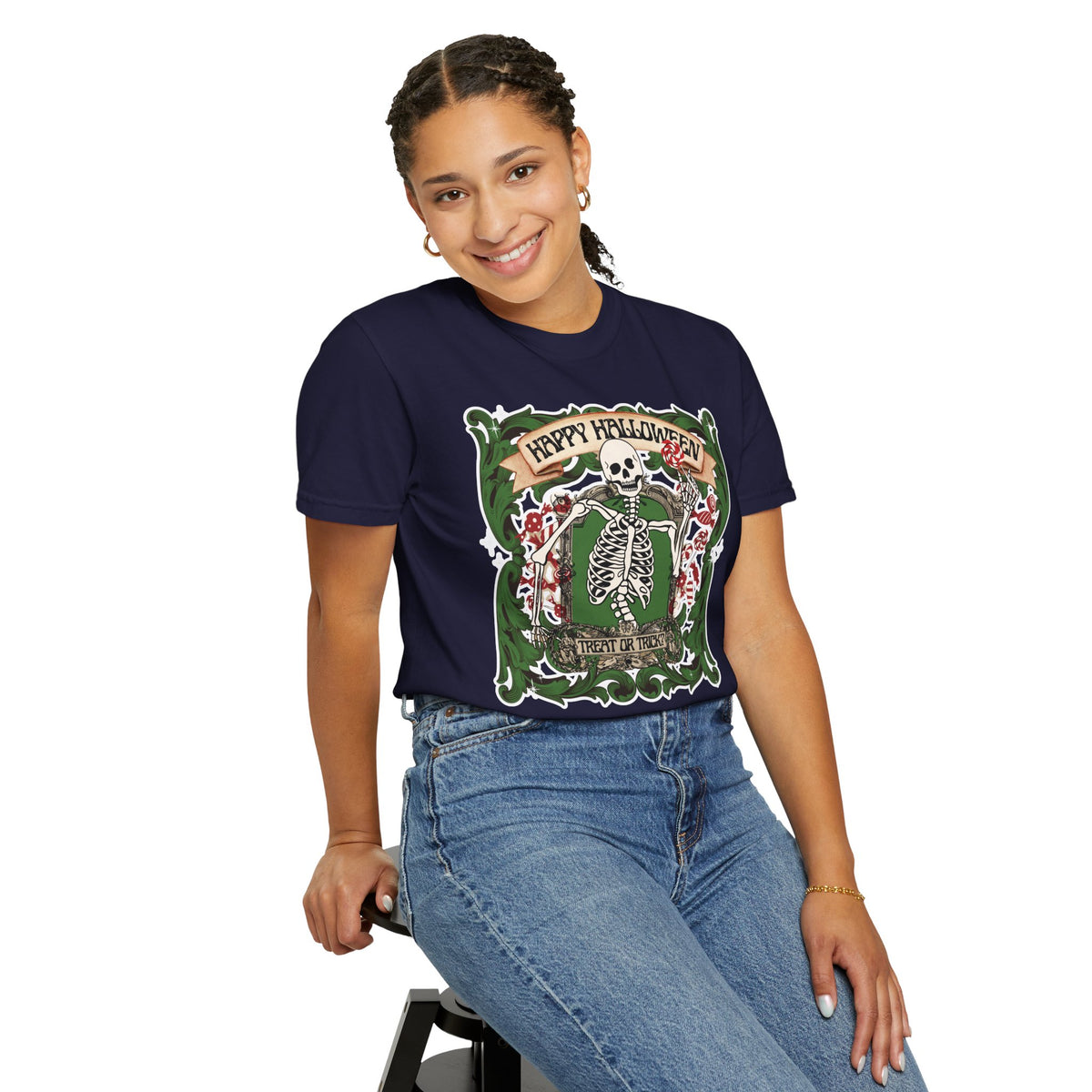Happy Halloween Skeleton T-Shirt — Vintage Trick or Treat Graphic Tee