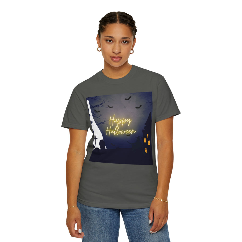 Halloween Night T-Shirt — "Happy Halloween" Haunted Graveyard Design