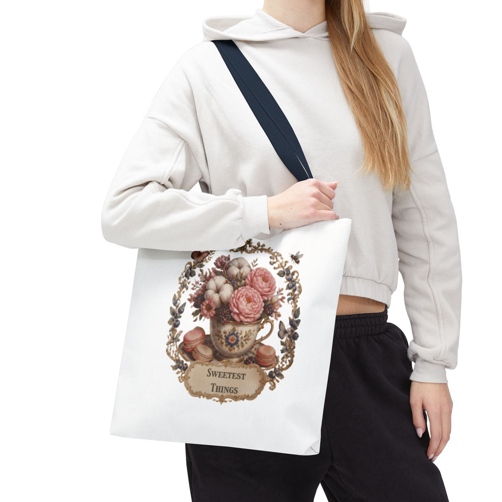 Vintage Floral Bouquet Tote — "Sweetest Things" Canvas Bag