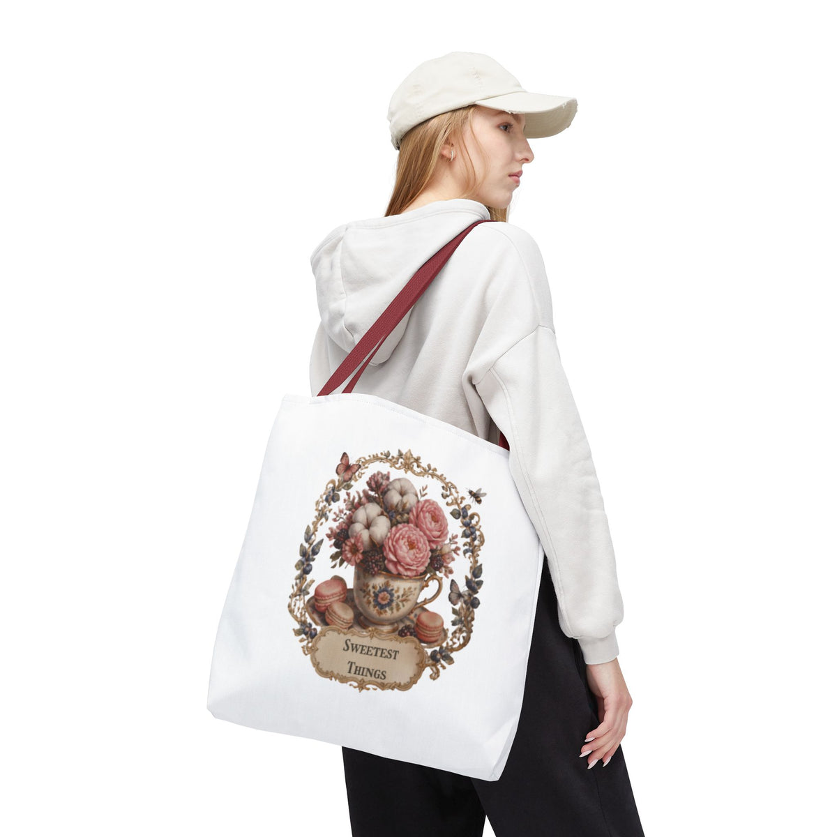Vintage Floral Bouquet Tote — "Sweetest Things" Canvas Bag