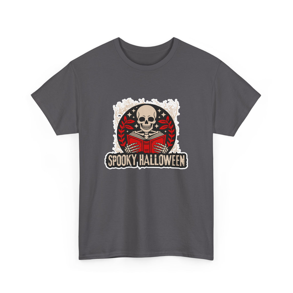 Spooky Halloween Skull Tee — Vintage Skeleton Reading Book Halloween T-Shirt