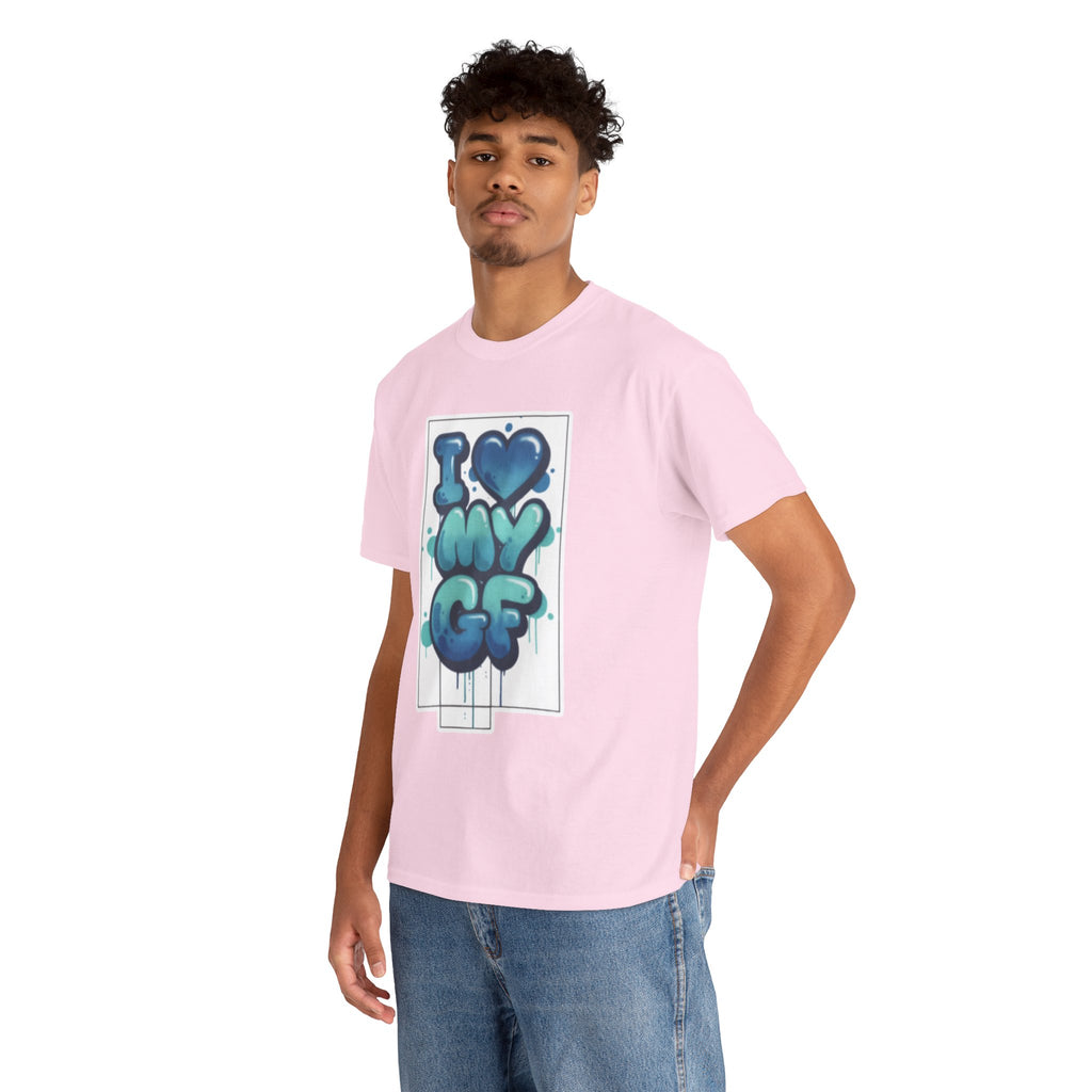 I LOVE My GF T-Shirt — Cute Blue Graffiti Love Tee for Girlfriend Gifts