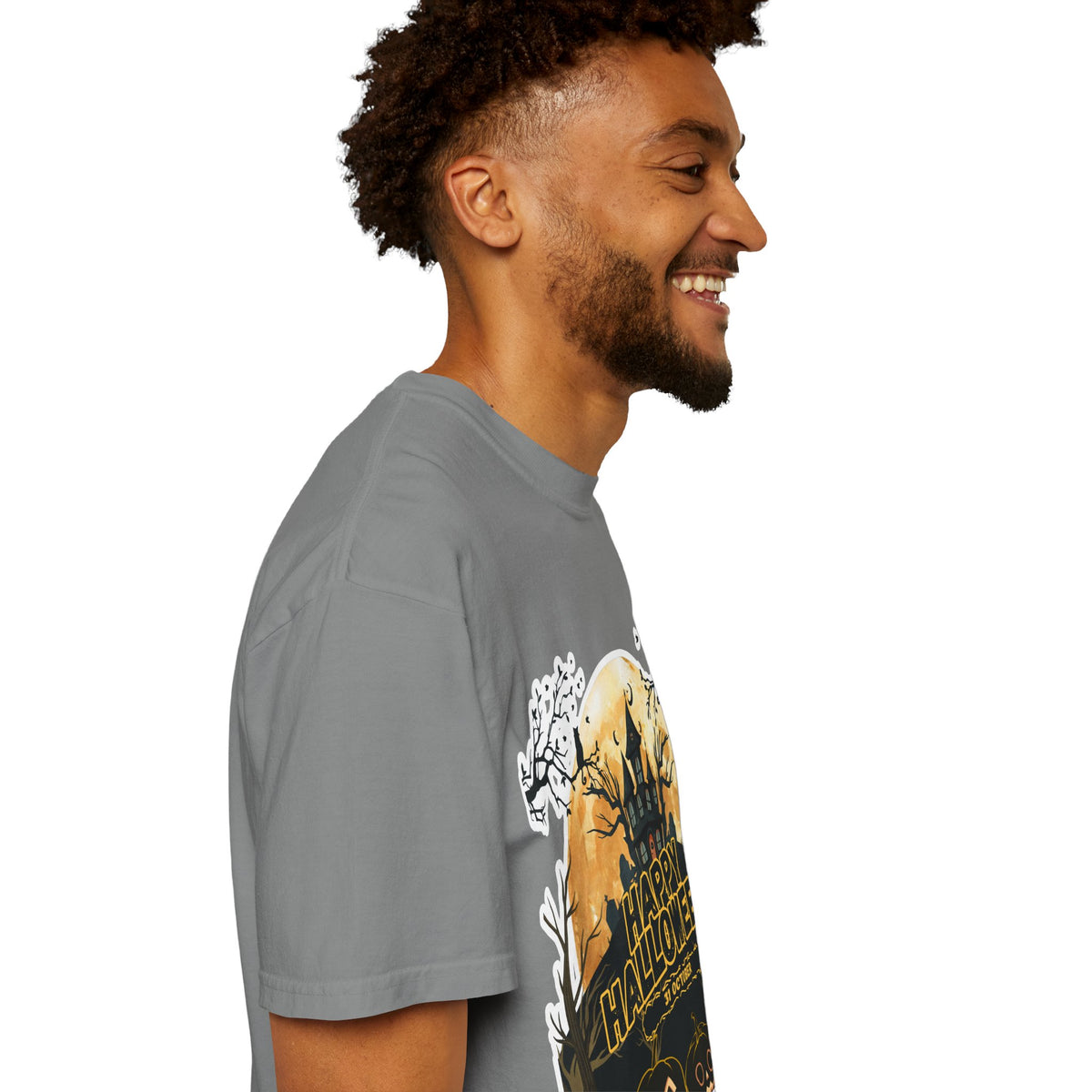 Halloween Haunted House T-Shirt — "Happy Halloween" Pumpkin Graphic Tee