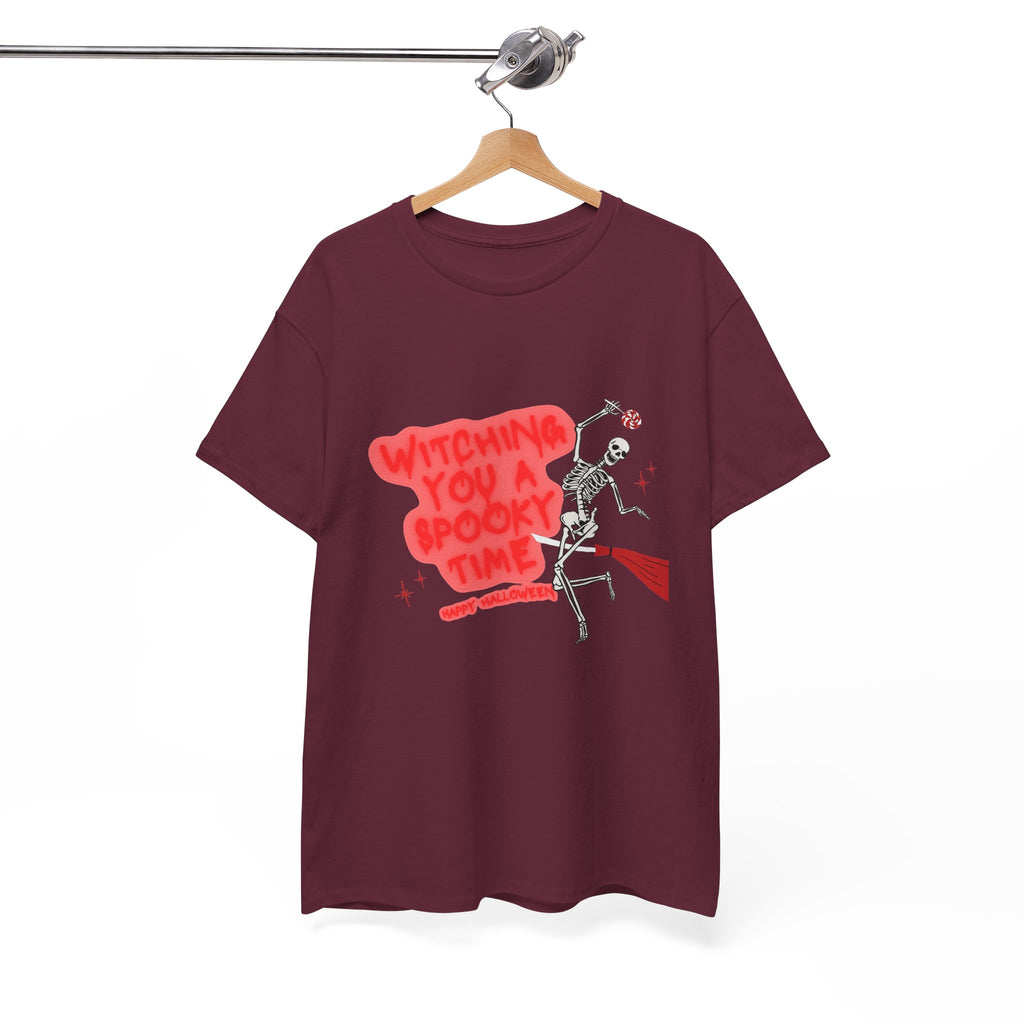 Skeleton 'Witching You a Spooky Time' Halloween T-Shirt