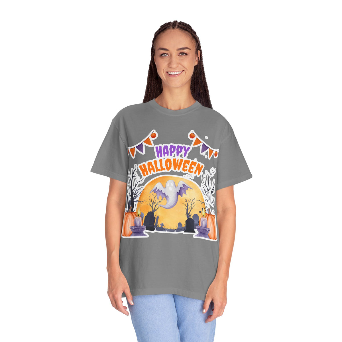 Happy Halloween T-Shirt — Ghost & Pumpkin Halloween Tee