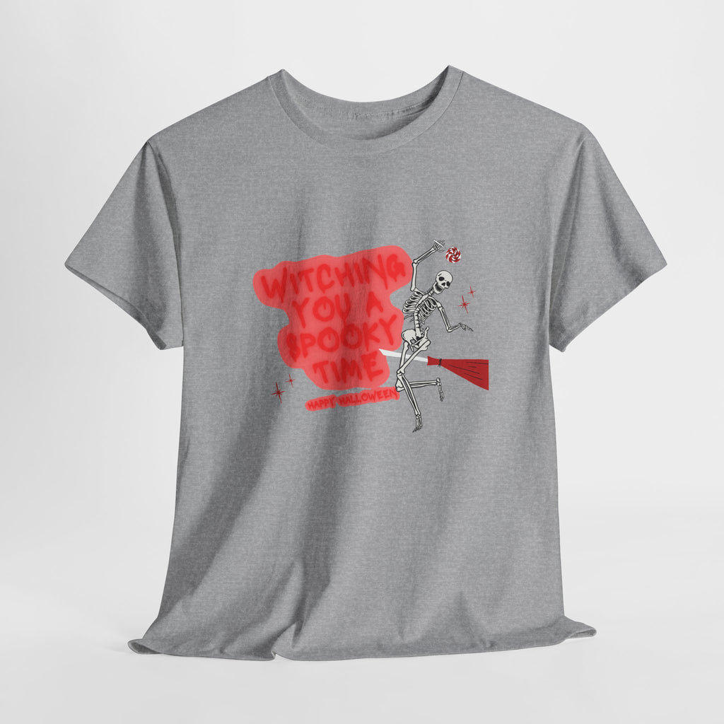 Skeleton 'Witching You a Spooky Time' Halloween T-Shirt