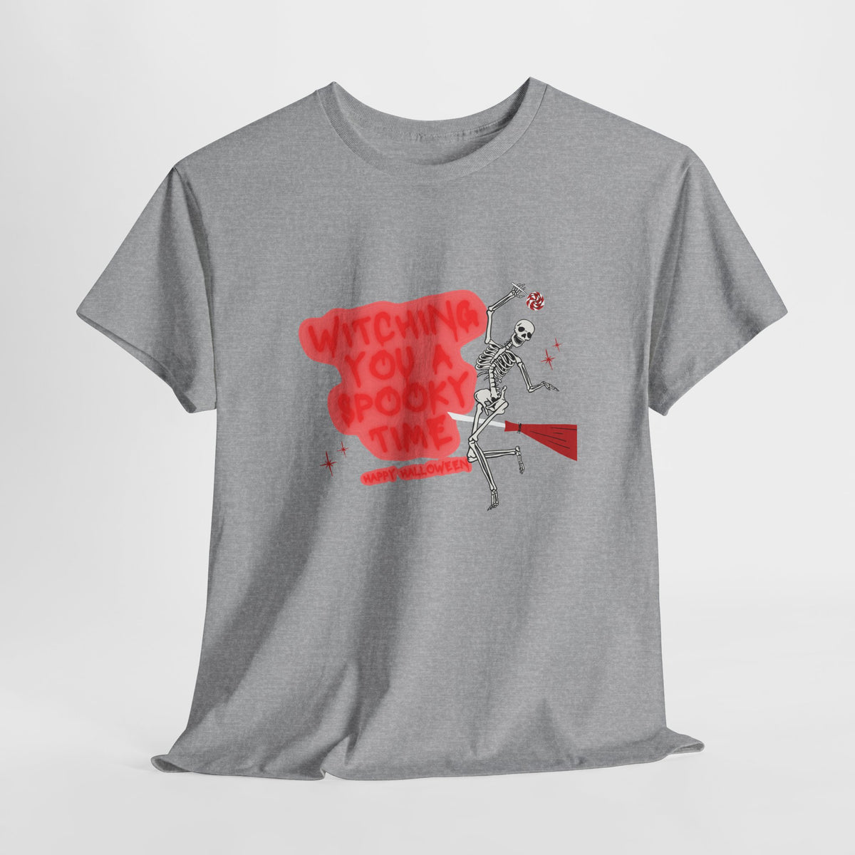 Skeleton 'Witching You a Spooky Time' Halloween T-Shirt