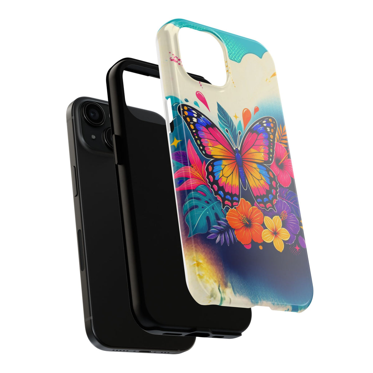Butterfly Floral Tough Phone Case — Colorful Protective Phone Cover