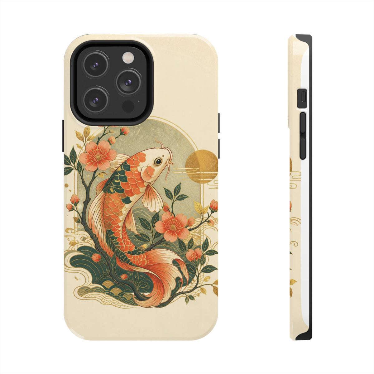 Koi Blossom Tough Phone Case — Vintage Japanese Fish Design