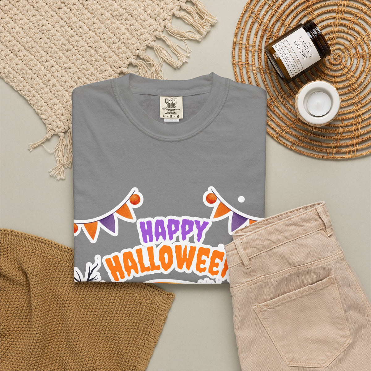 Happy Halloween T-Shirt — Ghost, Pumpkins & Graveyard Halloween Tee