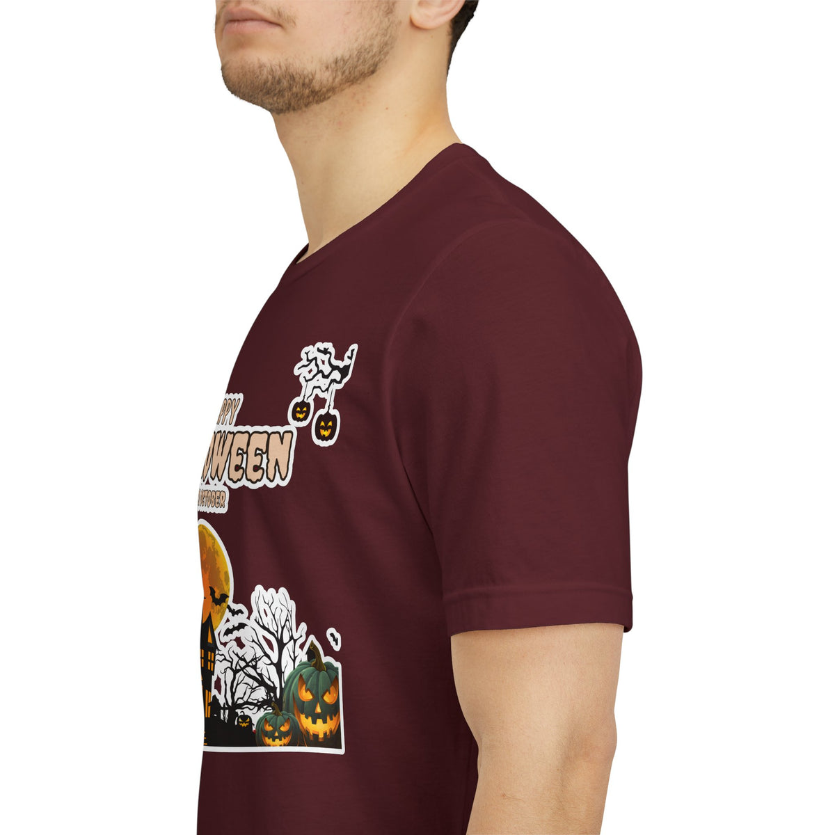 Halloween Haunted House T-Shirt — "Happy Halloween" Pumpkin Spooky Tee