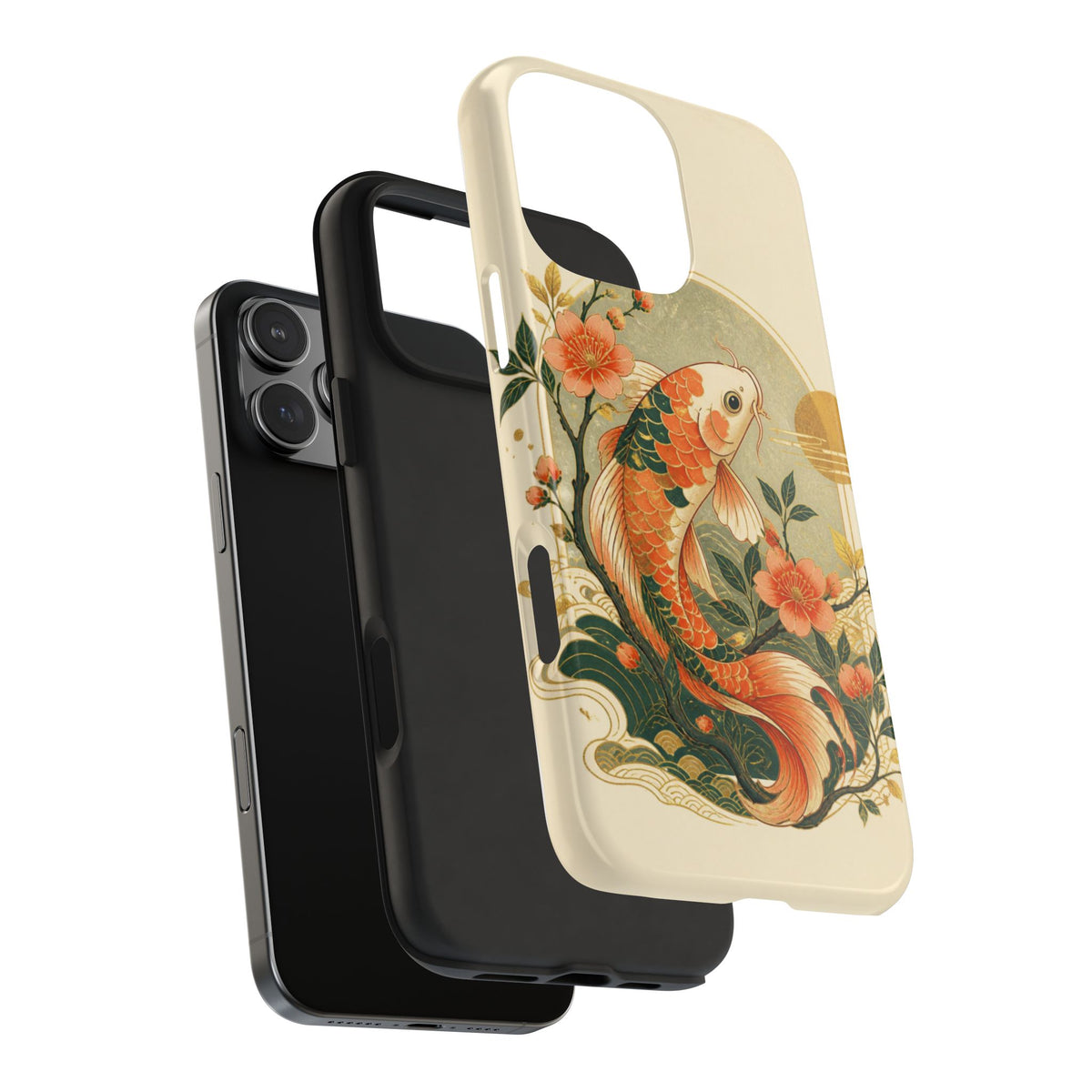 Koi Blossom Tough Phone Case — Vintage Japanese Fish Design