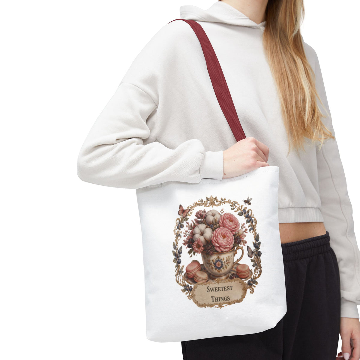 Vintage Floral Bouquet Tote — "Sweetest Things" Canvas Bag