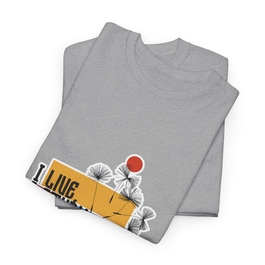 T-Shirt — I Live, I Study Graphic Tee (Minimalist Floral Collage)