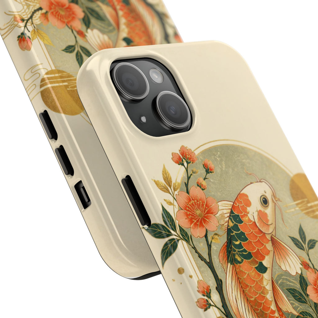 Koi Blossom Tough Phone Case — Vintage Japanese Fish Design