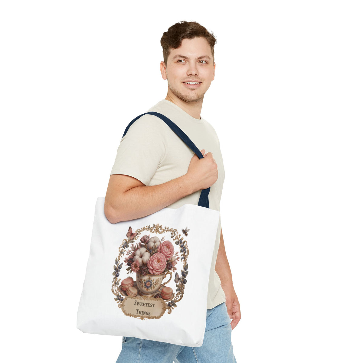 Vintage Floral Bouquet Tote — "Sweetest Things" Canvas Bag
