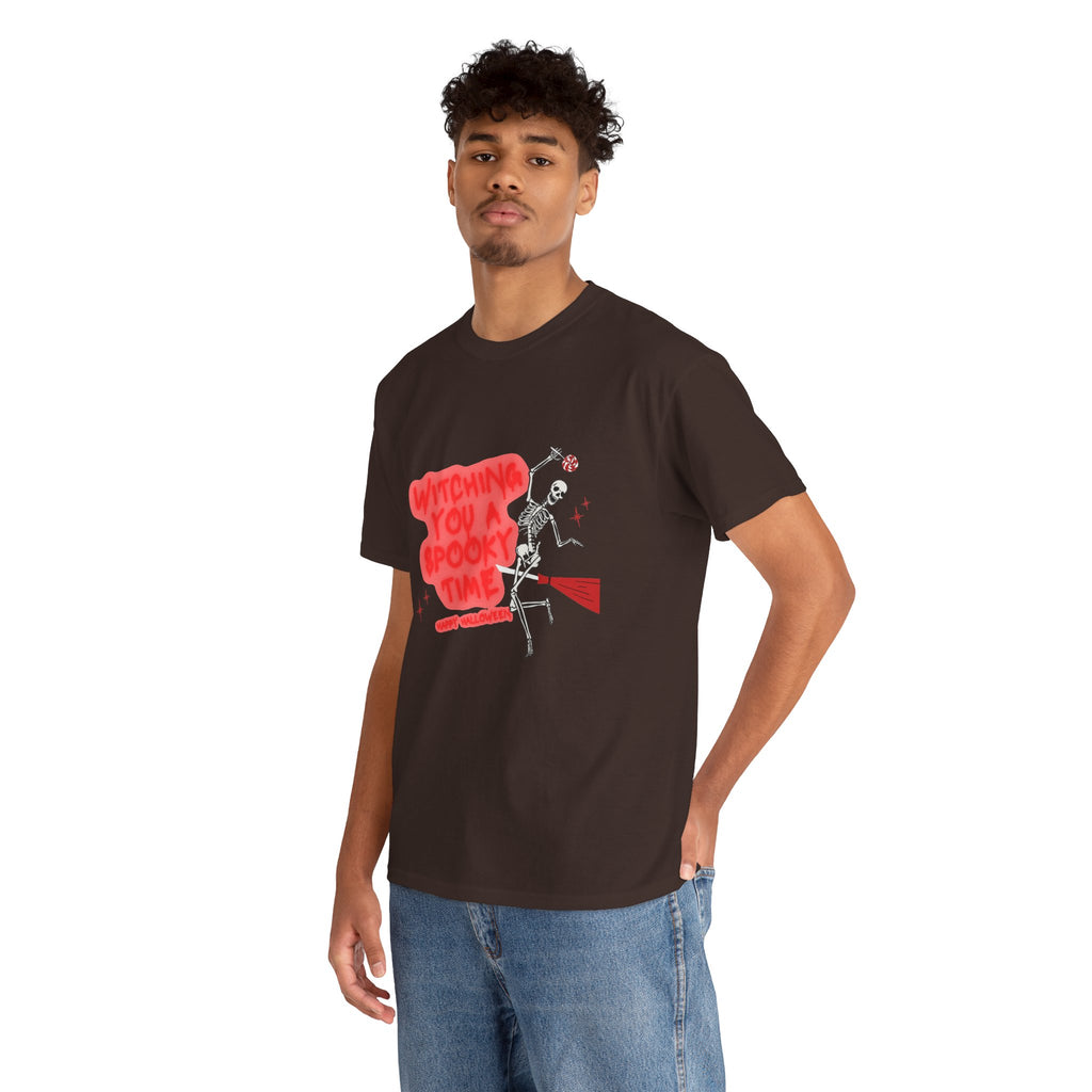 Skeleton 'Witching You a Spooky Time' Halloween T-Shirt