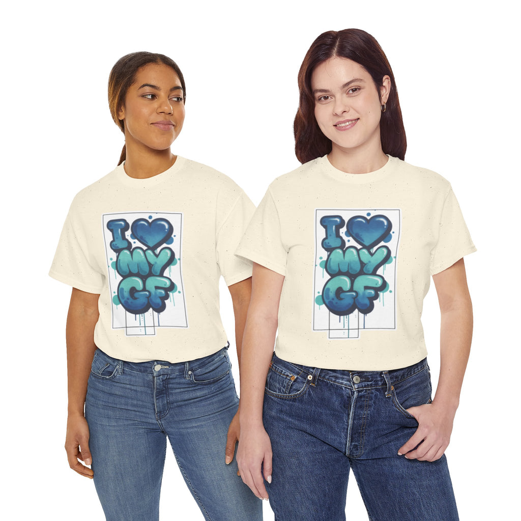 I LOVE My GF T-Shirt — Cute Blue Graffiti Love Tee for Girlfriend Gifts
