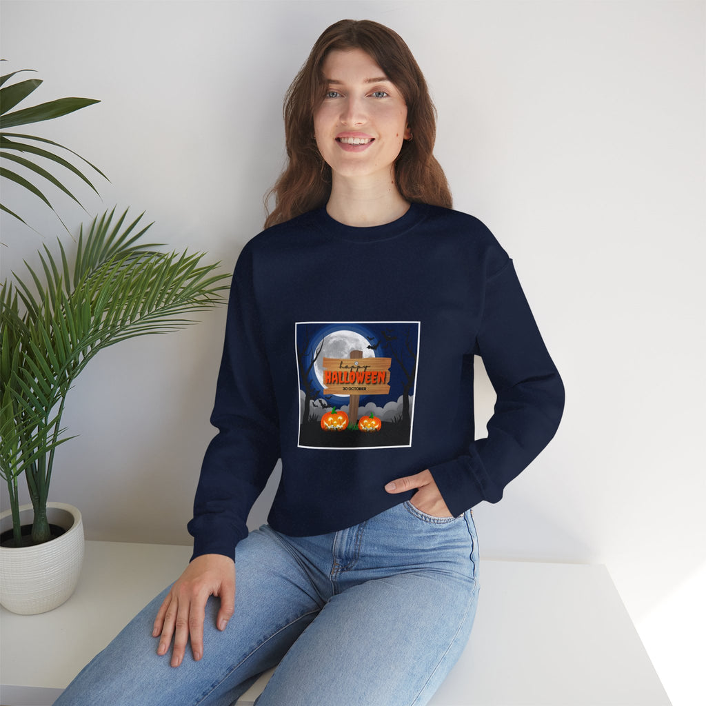 Halloween Crewneck Sweatshirt - Spooky Night Pumpkins Design