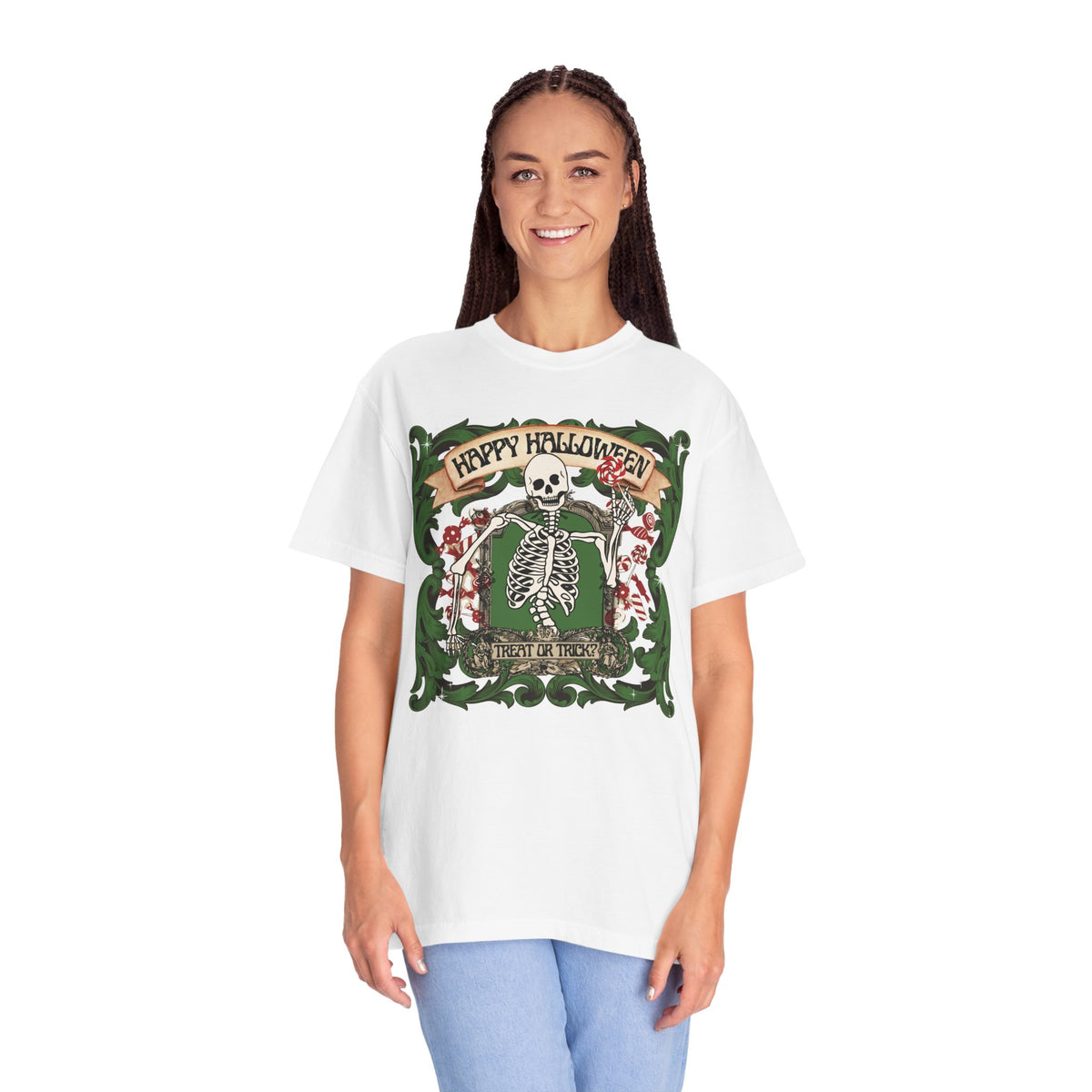 Happy Halloween Skeleton T-Shirt — Vintage Trick or Treat Graphic Tee