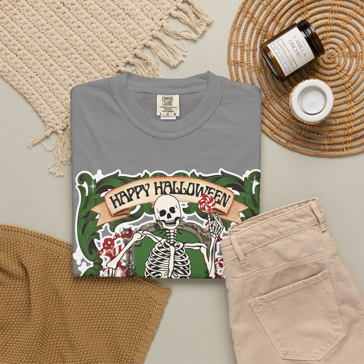 Happy Halloween Skeleton T-Shirt — Vintage Trick or Treat Graphic Tee