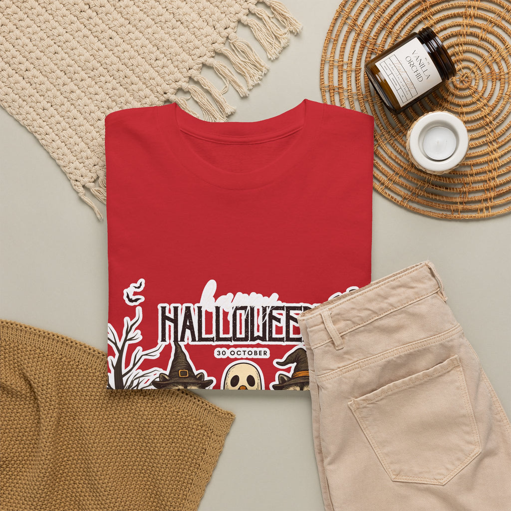Halloween Raccoon Ghost Pumpkin T‑Shirt — Cute Spooky Costume Trio Tee