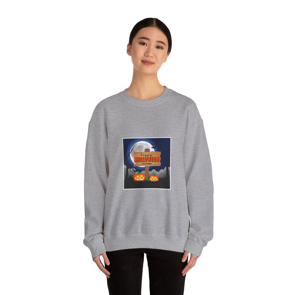 Halloween Crewneck Sweatshirt - Spooky Night Pumpkins Design