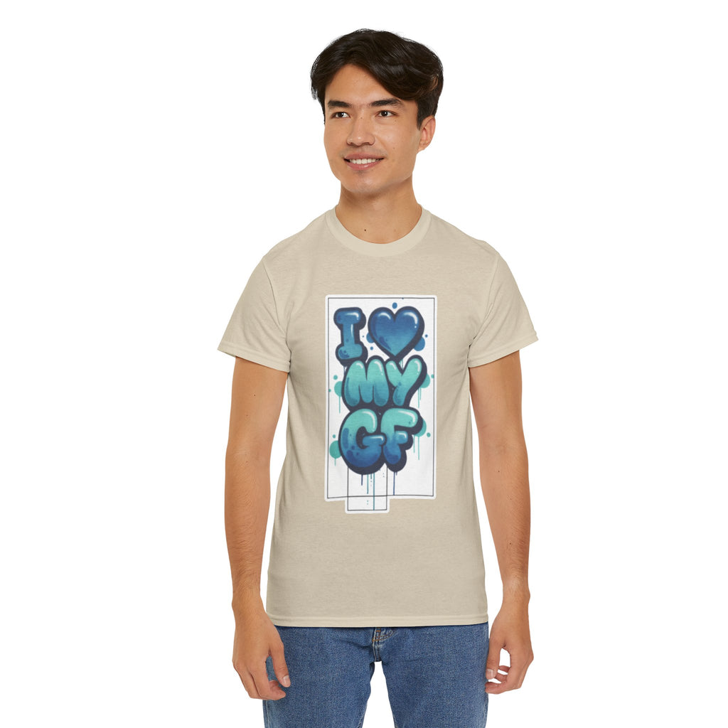 I LOVE My GF T-Shirt — Cute Blue Graffiti Love Tee for Girlfriend Gifts