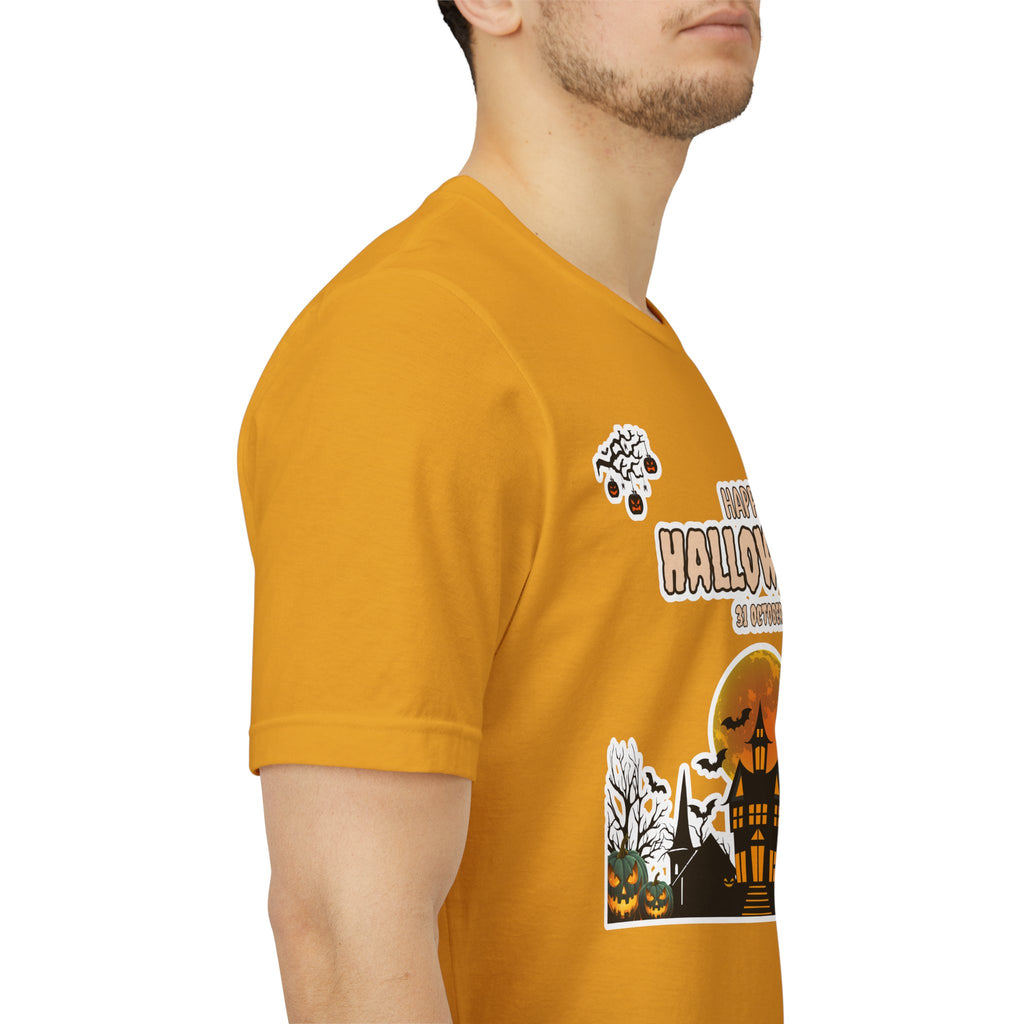 Halloween Haunted House T-Shirt — "Happy Halloween" Pumpkin Spooky Tee