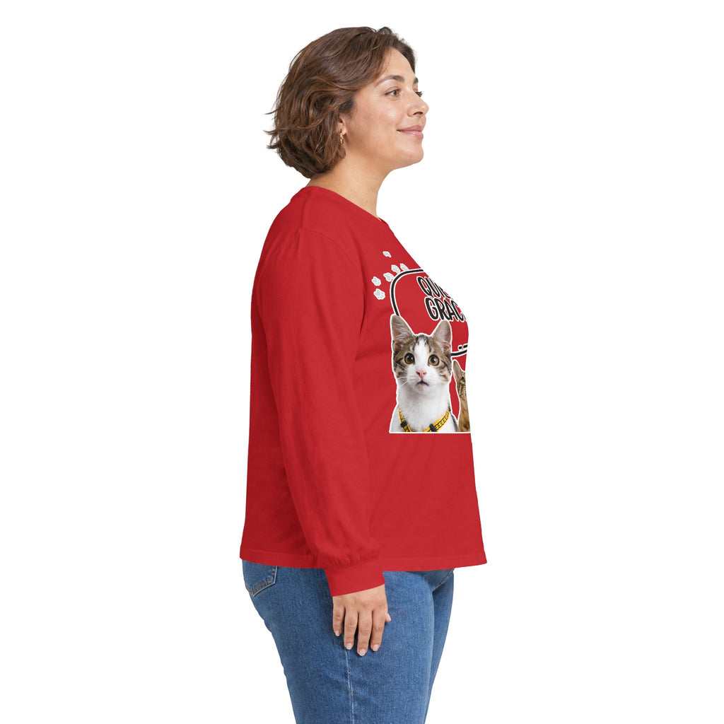 Quiet Grace Cat Long Sleeve Tee — Cute Kitty Photo Shirt