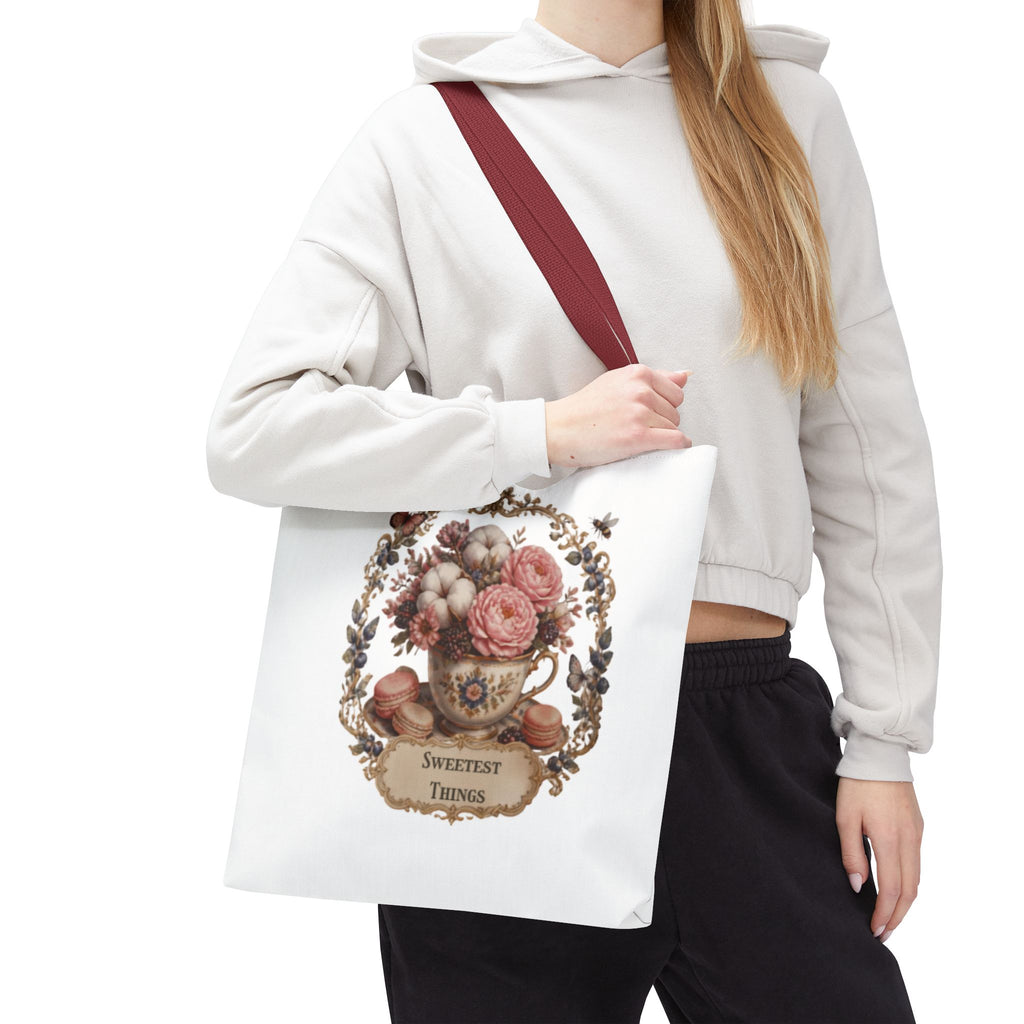 Vintage Floral Bouquet Tote — "Sweetest Things" Canvas Bag