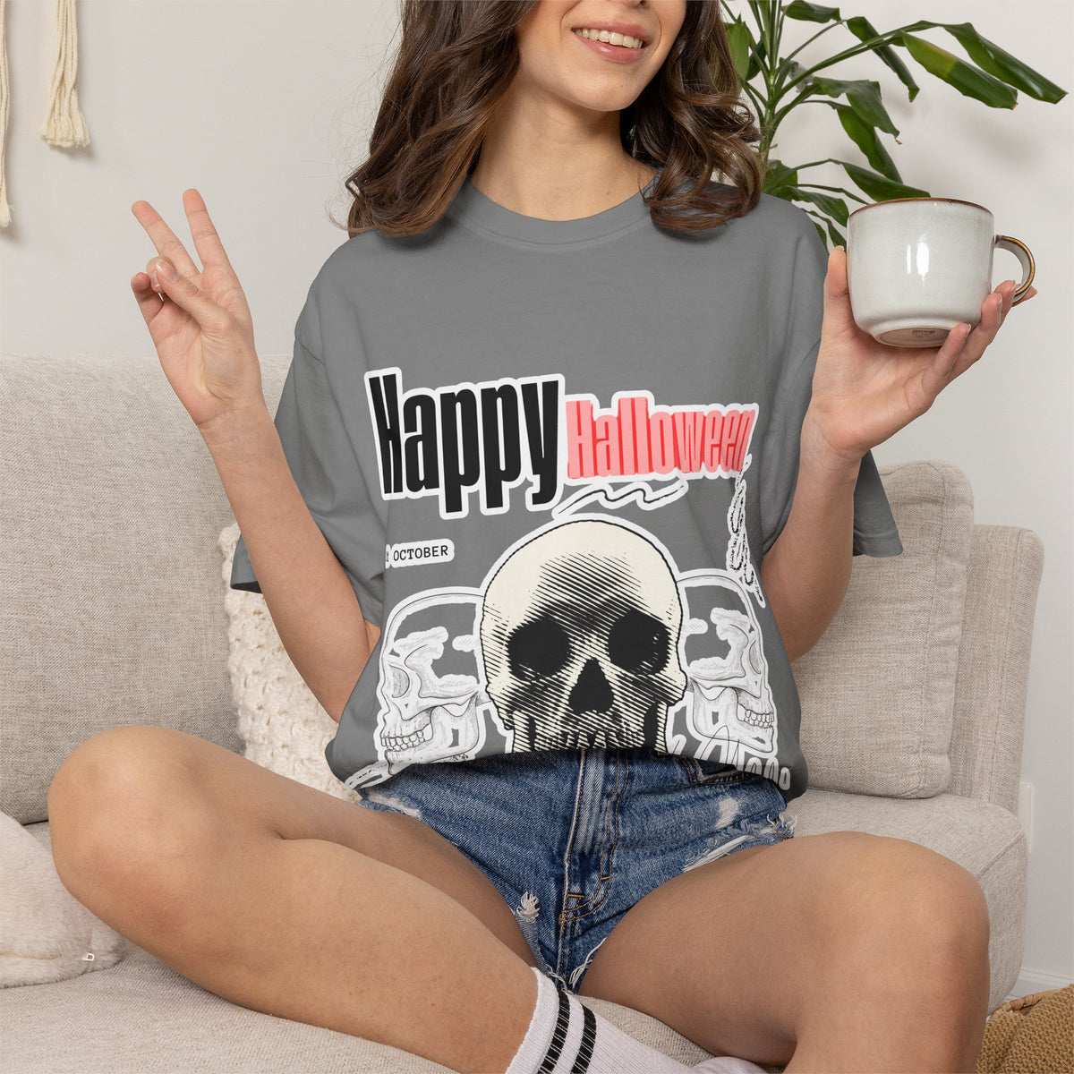Happy Halloween Skull T-Shirt — Graphic Halloween Tee