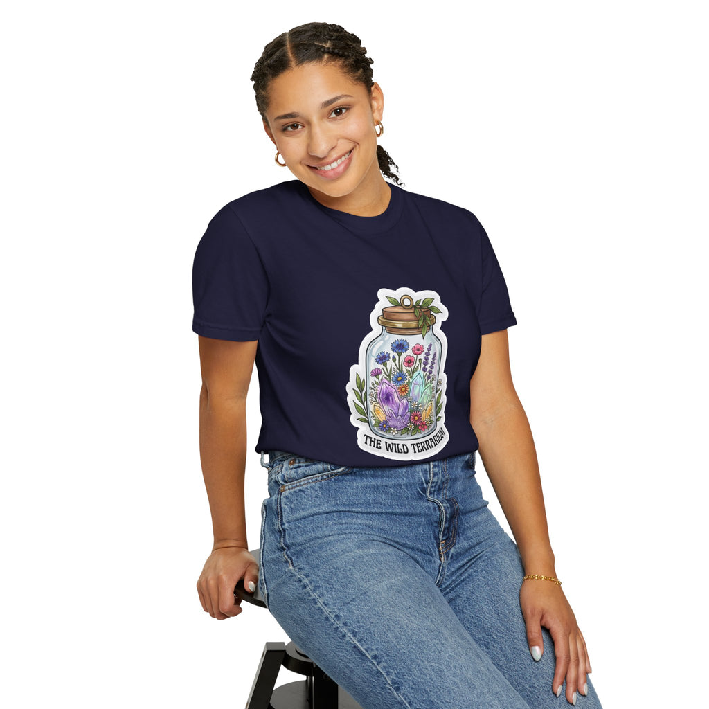 Terrarium Floral T-Shirt — "The Wild Terrarium" Botanical Jar Tee