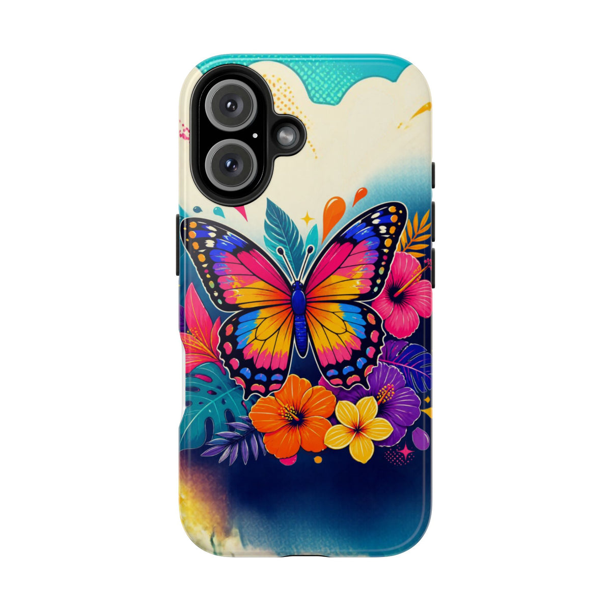 Butterfly Floral Tough Phone Case — Colorful Protective Phone Cover