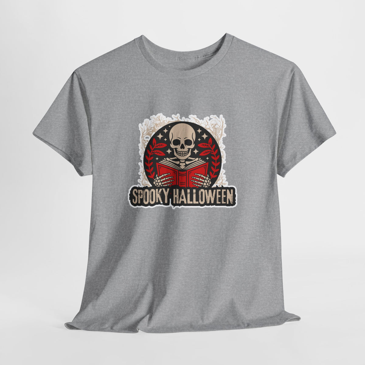Spooky Halloween Skull Tee — Vintage Skeleton Reading Book Halloween T-Shirt