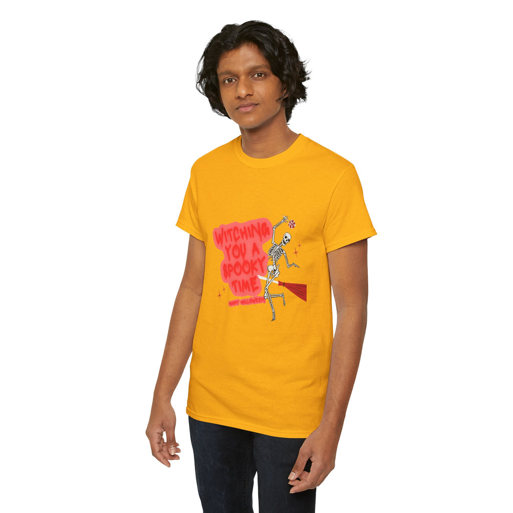 Skeleton 'Witching You a Spooky Time' Halloween T-Shirt
