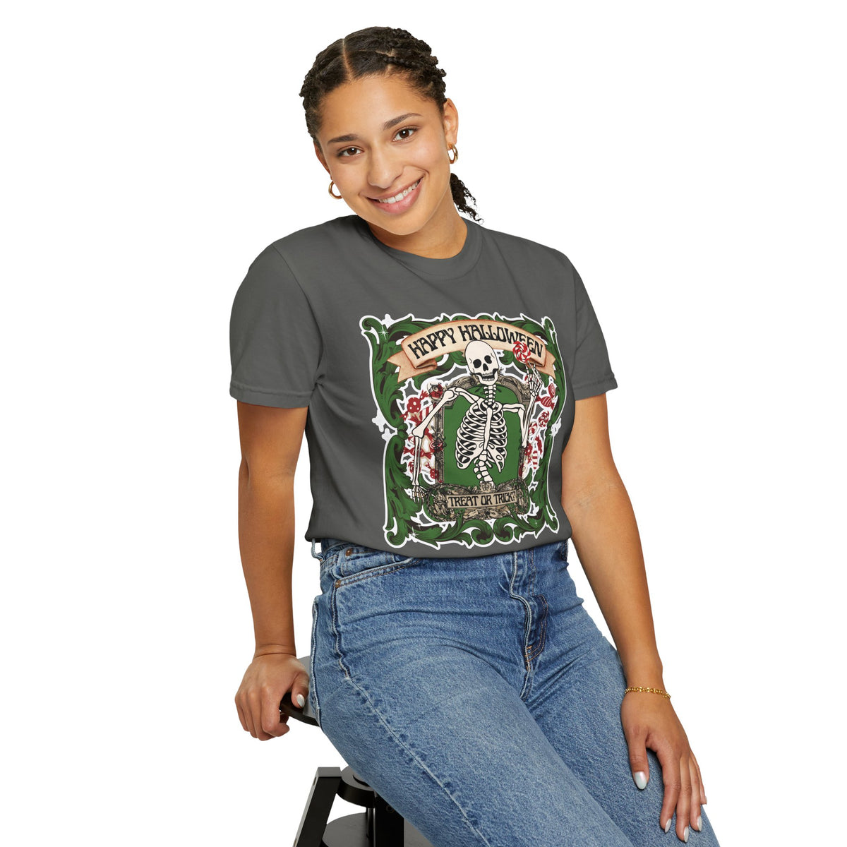Happy Halloween Skeleton T-Shirt — Vintage Trick or Treat Graphic Tee