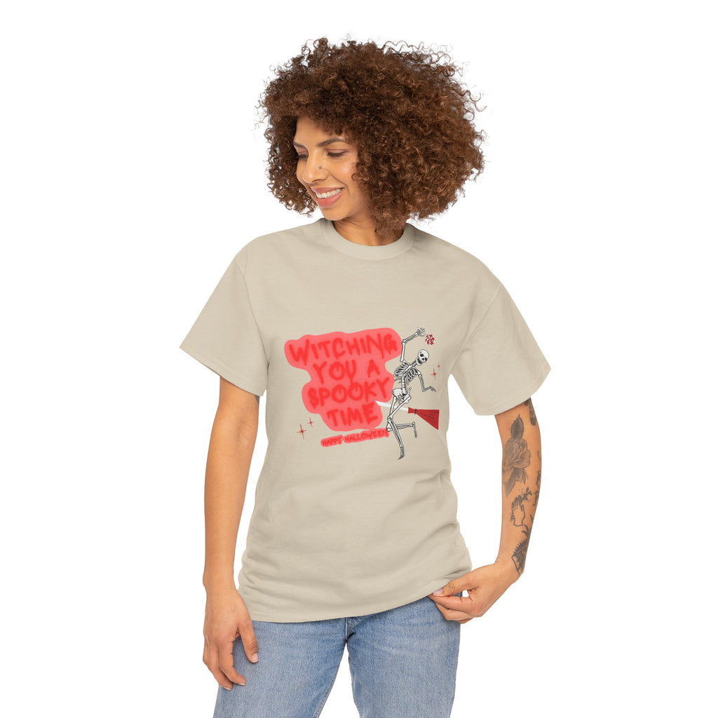 Skeleton 'Witching You a Spooky Time' Halloween T-Shirt