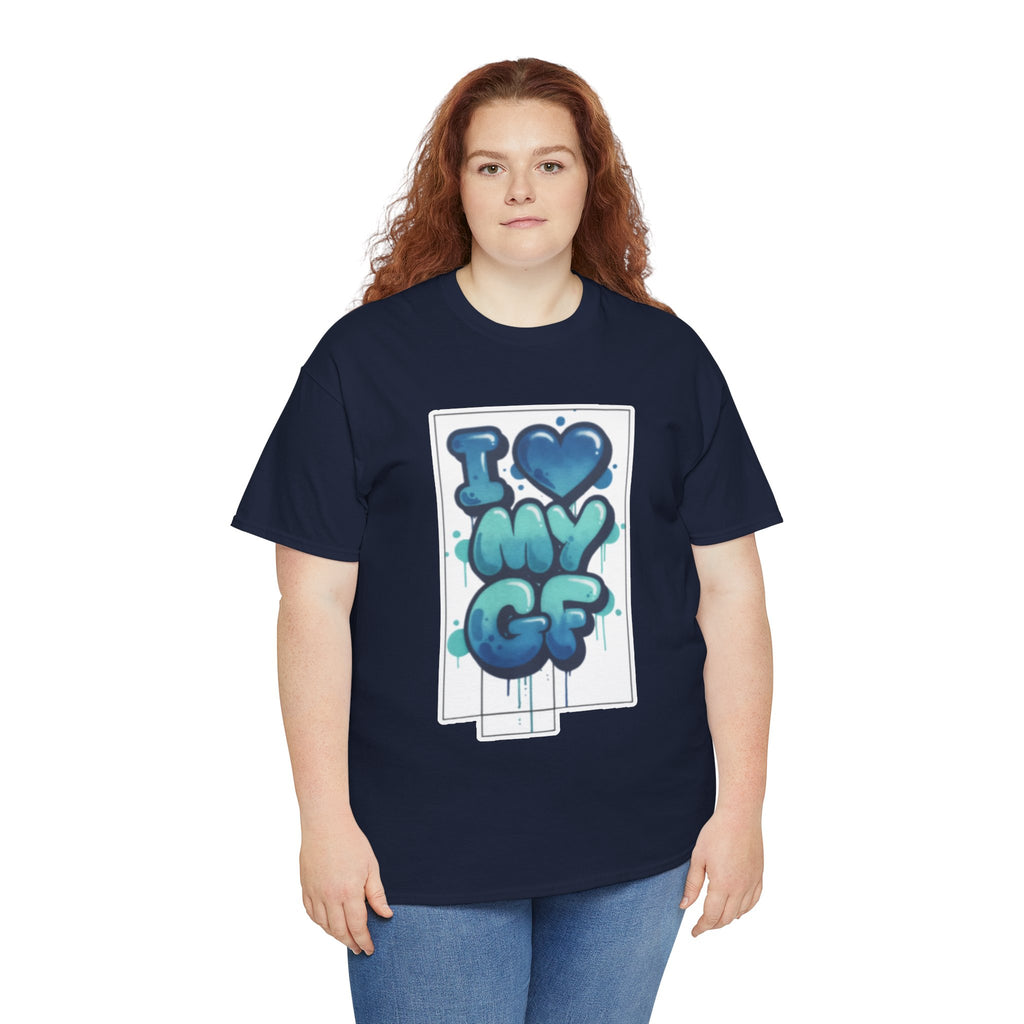 I LOVE My GF T-Shirt — Cute Blue Graffiti Love Tee for Girlfriend Gifts