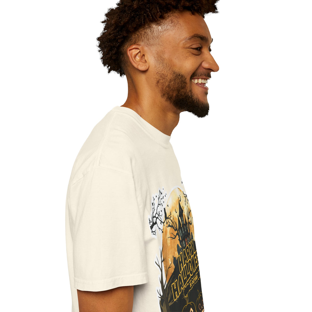 Halloween Haunted House T-Shirt — "Happy Halloween" Pumpkin Graphic Tee