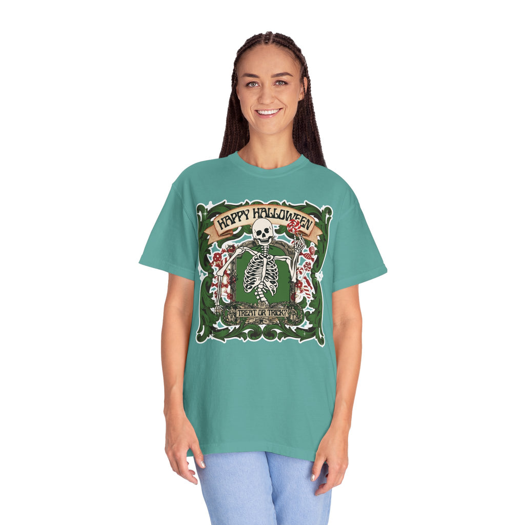 Happy Halloween Skeleton T-Shirt — Vintage Trick or Treat Graphic Tee
