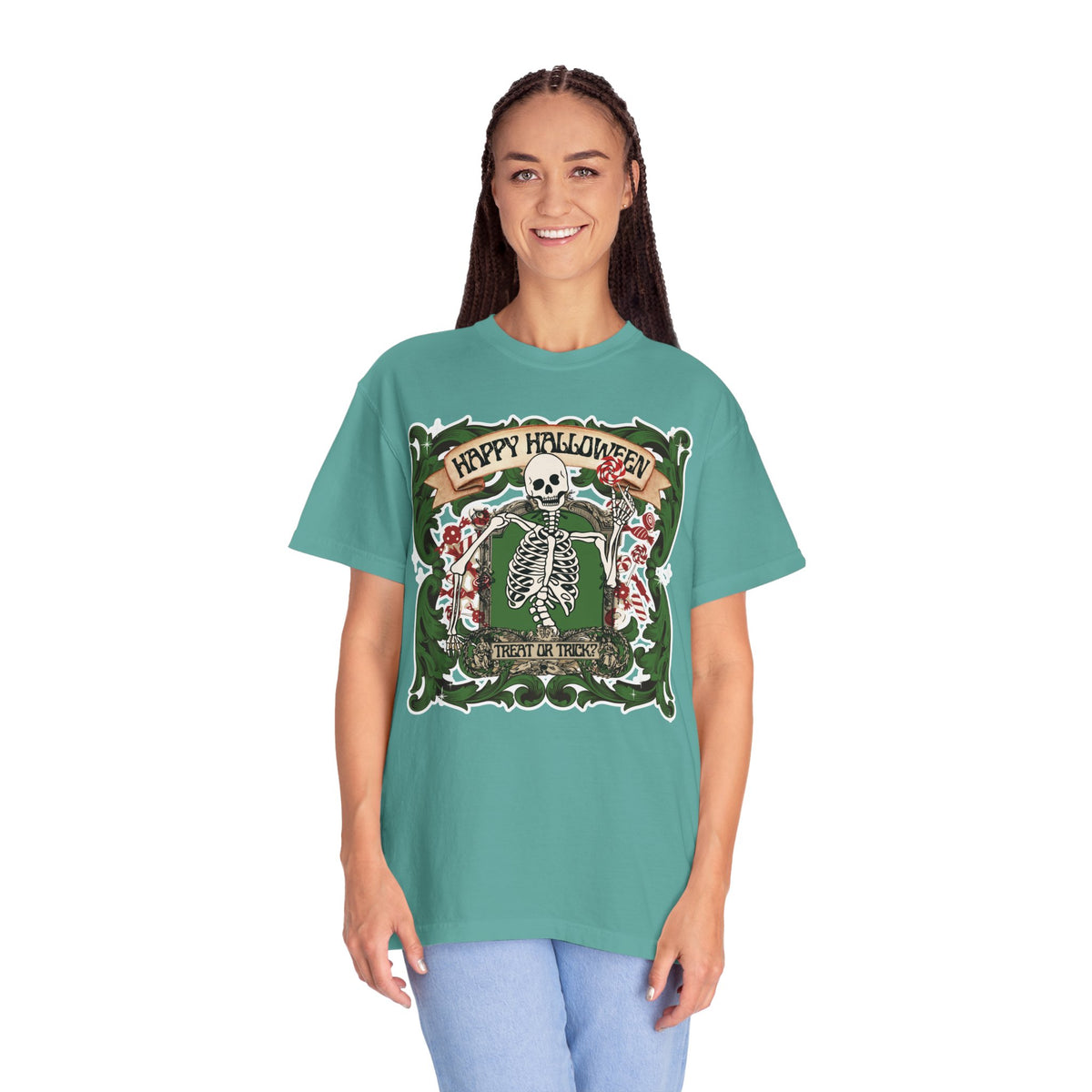 Happy Halloween Skeleton T-Shirt — Vintage Trick or Treat Graphic Tee